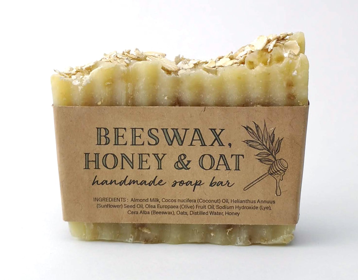 Beeswax, Honey & Oat soap label design